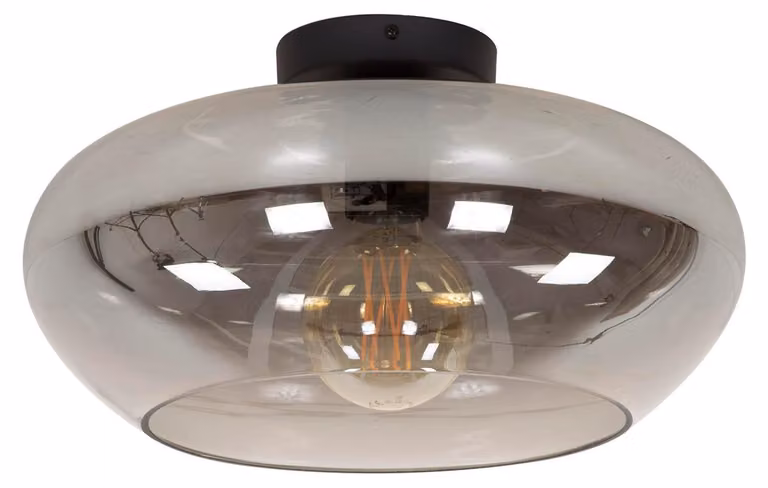Lampada da soffitto FURNLUX Elevate Nero e vetro grigio 40 cm / Colore principale: nero / Dimensioni: 40 x 22 x 40 cm