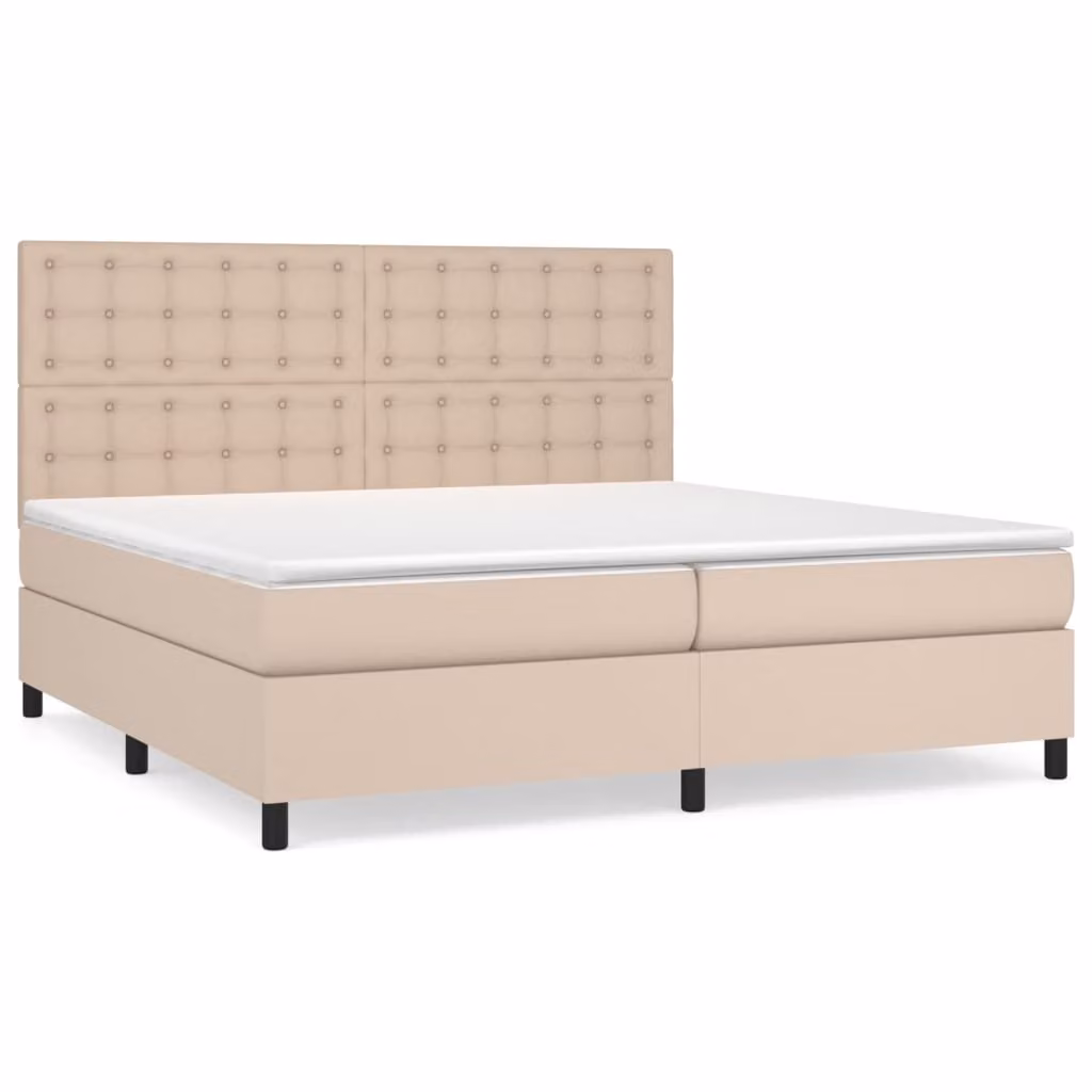 Giroletto a Molle con Materasso Cappuccino 200x200cm Pelle finta