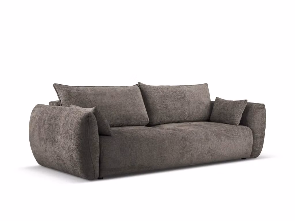 Divano convertibile con contenitore Matera a 3 posti Cosmopolitan Design in ciniglia grigio L: 240 cm, P: 86 cm, H: 96 cm – 2