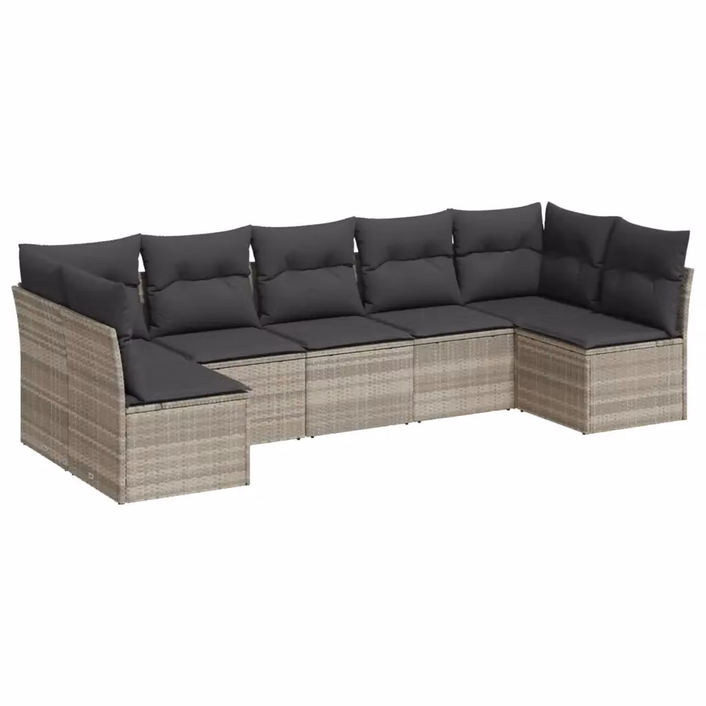 Set di divani da giardino VIDAXL in polyrattan grigio chiaro con cuscini, composizione a L per 7 persone – 2