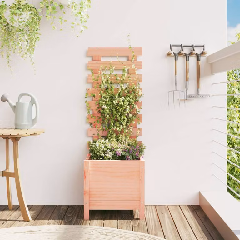 Fioriera da giardino con rastrelliera per piante rampicanti vidaXL in legno di Douglas, L/P/H: 39 x 39,5 x 114 cm