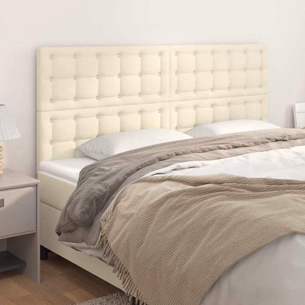 Testiera per letto vidaXL in similpelle beige con struttura in legno, L: 180 cm, P: 5 cm, H: 118/128 cm