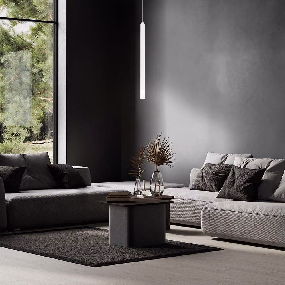 Lampada a sospensione, metallo bianco, satinato, H 120 cm