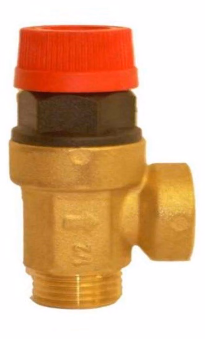 Valvola di sicurezza 1/2" maschio/femmina, filettatura BSP, 3 bar, per caldaie