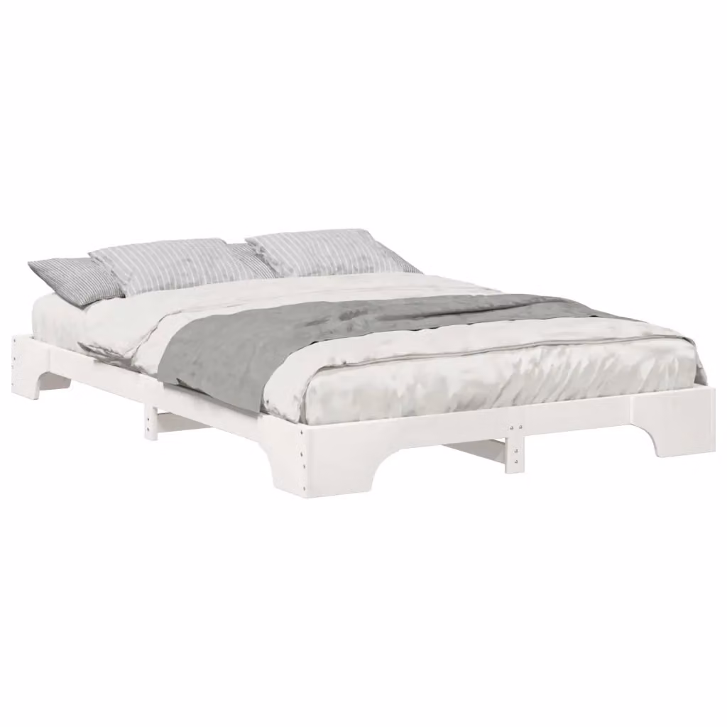 Struttura del letto moderna vidaXL in pino massello bianco con doghe in legno L: 147 cm, P: 217 cm, H: 200 cm – 2