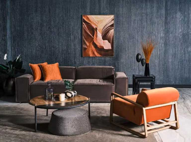 Sofagarnitur Stoffsofa Dreisitzer Sessel Grau Couch Set Couchgarnitur