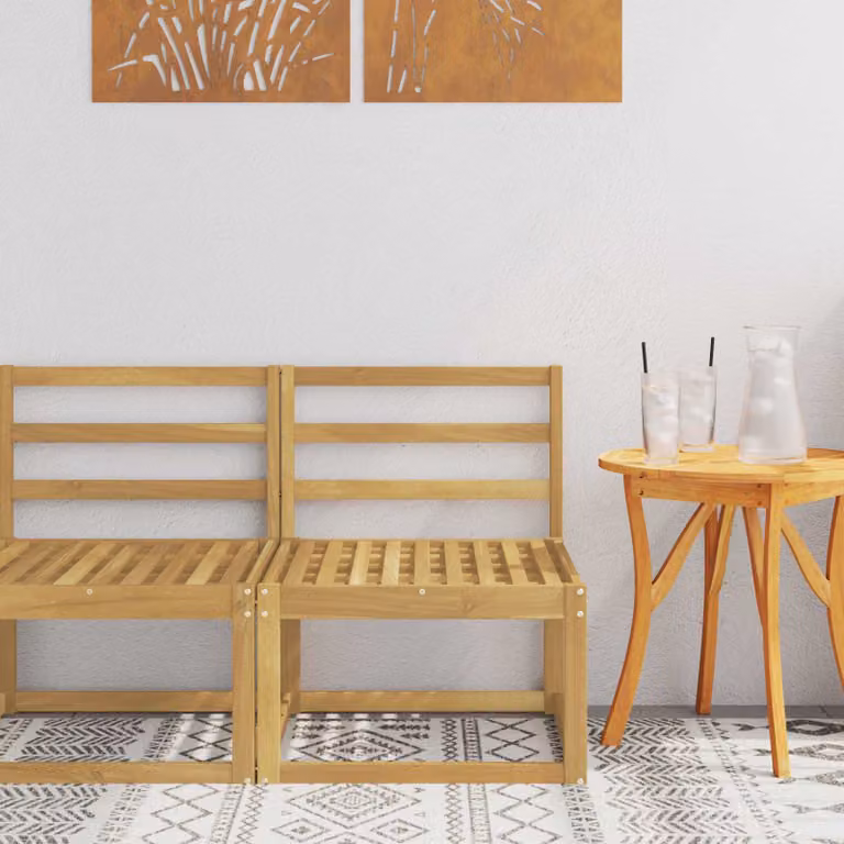 vidaXL Divano centrale da esterno moderno in legno di acacia massello bianco