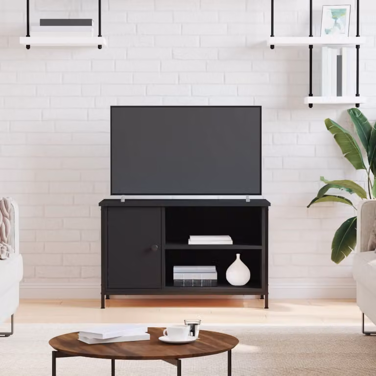 vidaXL Mobile Porta TV Nero in Stile Industrial con Compartimenti Media L/P/H: 80 x 40 x 50 cm