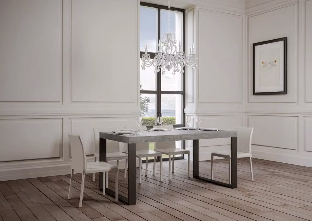 Tavolo allungabile Tekno Bs Com in effetto cemento con telaio antracite L/P/H: 180 x 90 x 77 cm (estendibile fino a 284 cm) – 2