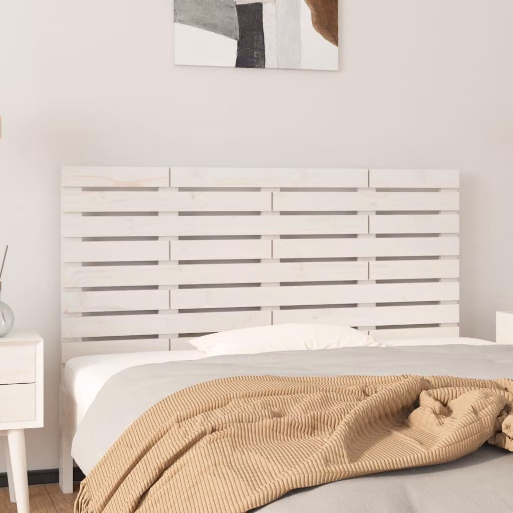 Testiera da parete vidaXL in legno massello di pino bianco L: 126 cm, P: 3 cm, H: 63 cm