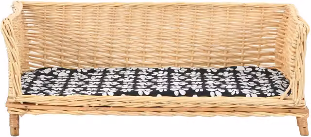 Cesta per cani con cuscino in legno e tessuto con rivestimento rimovibile L: 90 cm, P: 54 cm, H: 35 cm