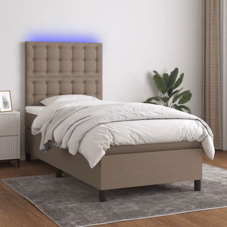 Maison Exclusive - Letto a Molle con Materasso e LED Tortora 80x200 cm in Tessuto