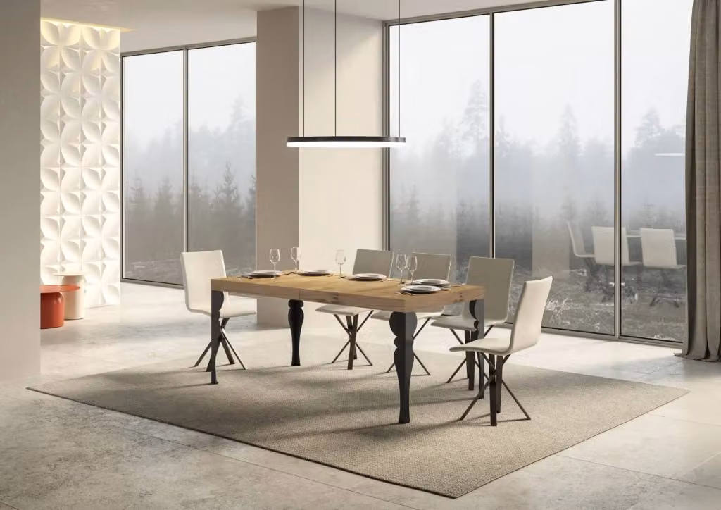 Tavolo Allungabile Moderno GIORDANOSHOP in Rovere con Telaio Antracite L/P/H: 200-460 x 90 x 77 cm – 2