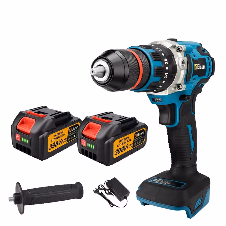 trapano a batteria da 18 V, coppia massima 480 N-m, velocità 0-4000 giri/min, 2 batterie