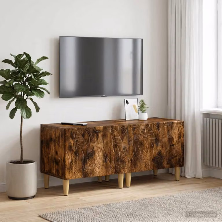 Mobile TV vidaXL in legno ingegnerizzato rovere fumo marrone con scomparti multimediali