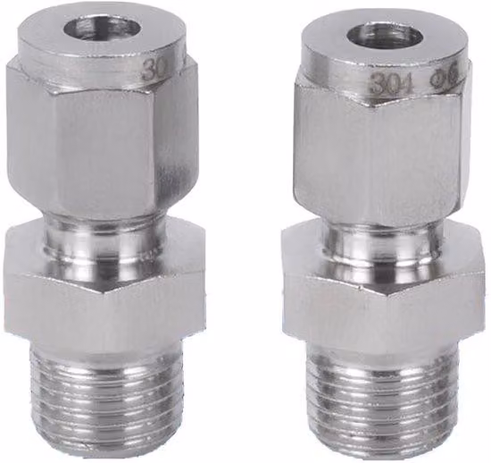 Raccordi a compressione in acciaio inossidabile 304, confezione da 2 - Raccordi diritti - Adatti per tubi da 10 mm - Adattabili a tubi da 3/8 di pollice - Resistenti alla corrosione - Raccordi per tubi