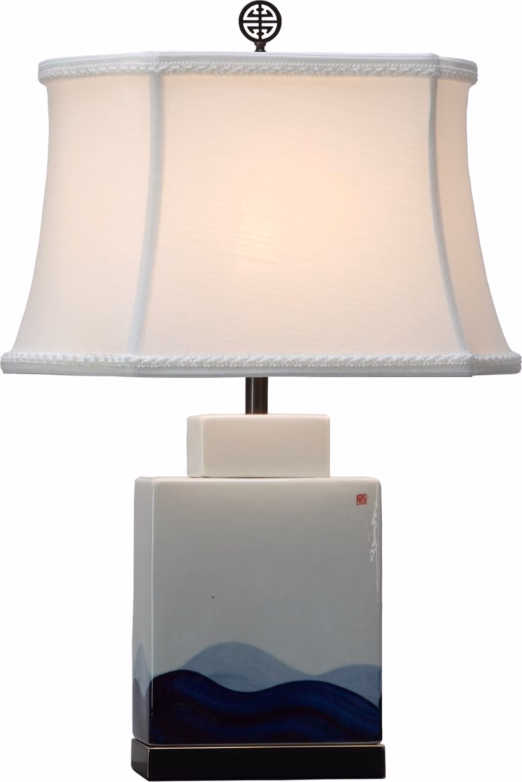 Fine Asianliving Lampada da tavolo cinese in porcellana con paralume E27 Lampada da tavolo orientale in Vetroceramica Lampade da comodino camera da letto soggiorno