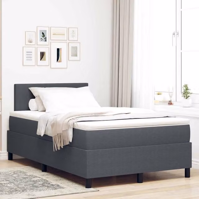 Letto moderno vidaXL con illuminazione LED sottostante e cassetti, Grigio e Bianco, L/P/H: 120 x 200 x 88 cm