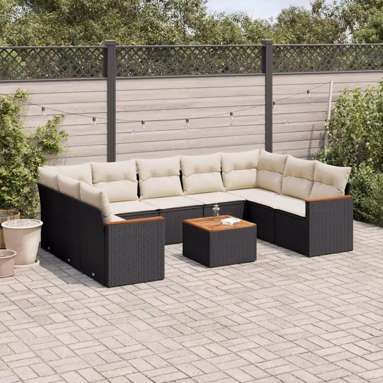 Maison Exclusive - Set Divani da Giardino 10pz con Cuscini in Polyrattan Nero