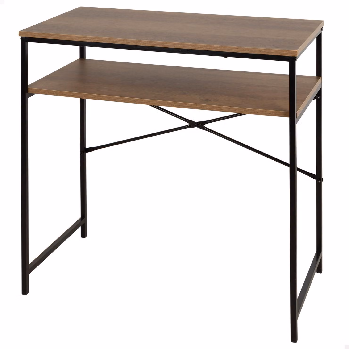 Solidchoice - Scrivania industriale con piano in legno e struttura in acciaio, 77 x 40 cm