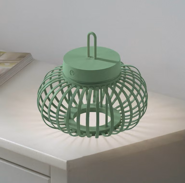 JUST LIGHT. GmbH Lampada da tavolo LED Akuba, verde, 22 cm, bambù dimmerabile, Verde, Soggiorno / Sala da pranzo, bambù, Moderno