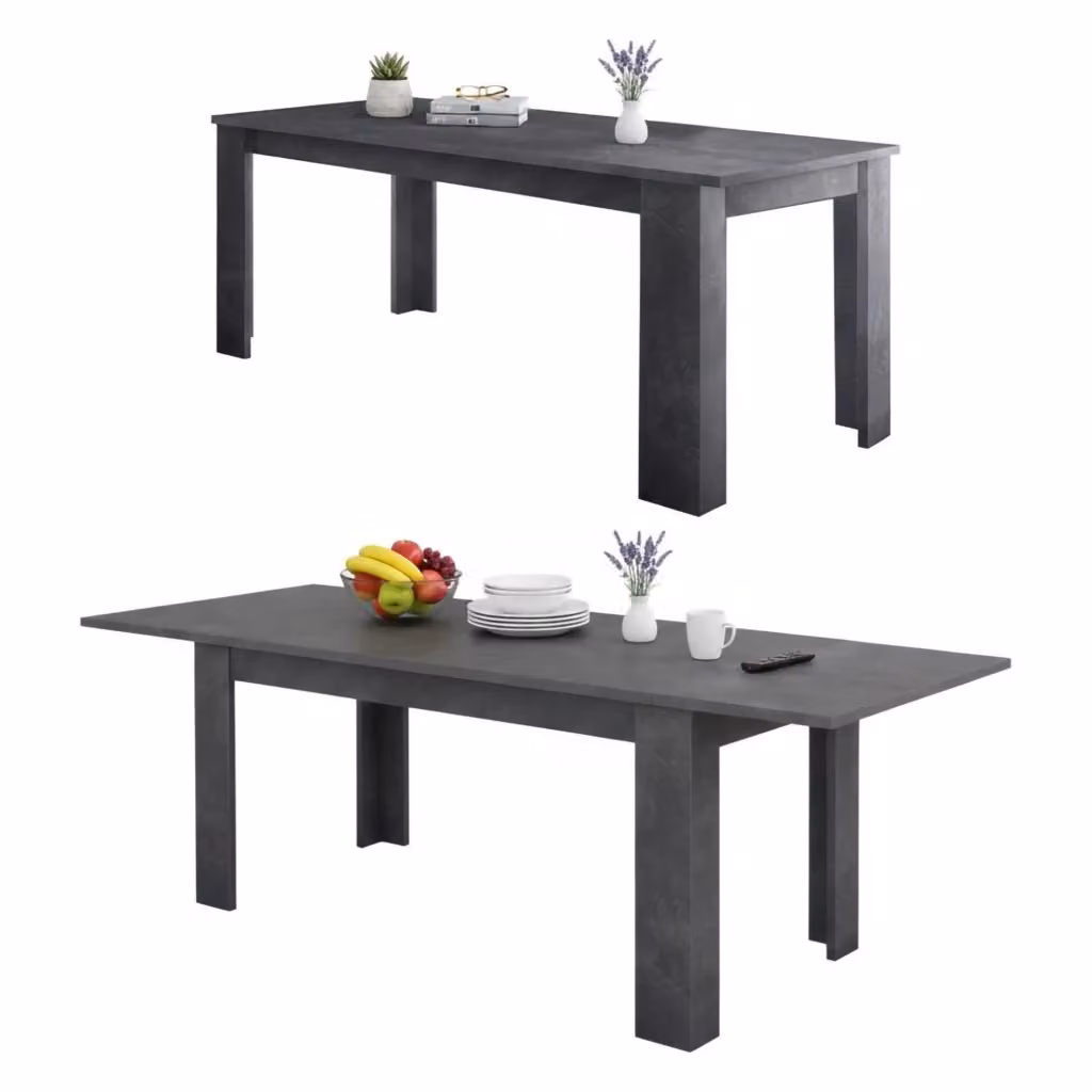 Tavolo da pranzo moderno DMORA allungabile rettangolare Grigio Matt L/P/H: 140/190 x 90 x 75 cm – 2