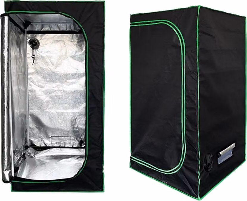 Mucola Tenda per piante da serra Growbox Tenda per piante da interno Tenda per piante da coltivazione Pali bianchi Cabina di coltivazione Camera oscura Telaio freddo nero verde - 60x60x120cm