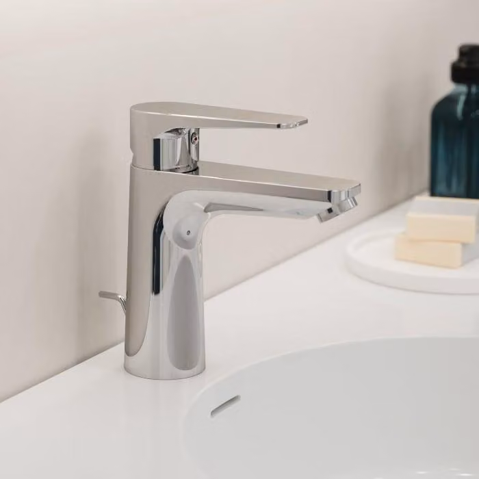 Kronenbach Radia 3.0: Miscelatore monocomando per lavabo con sistema di scarico a tirante da 1 1/4, a risparmio idrico
