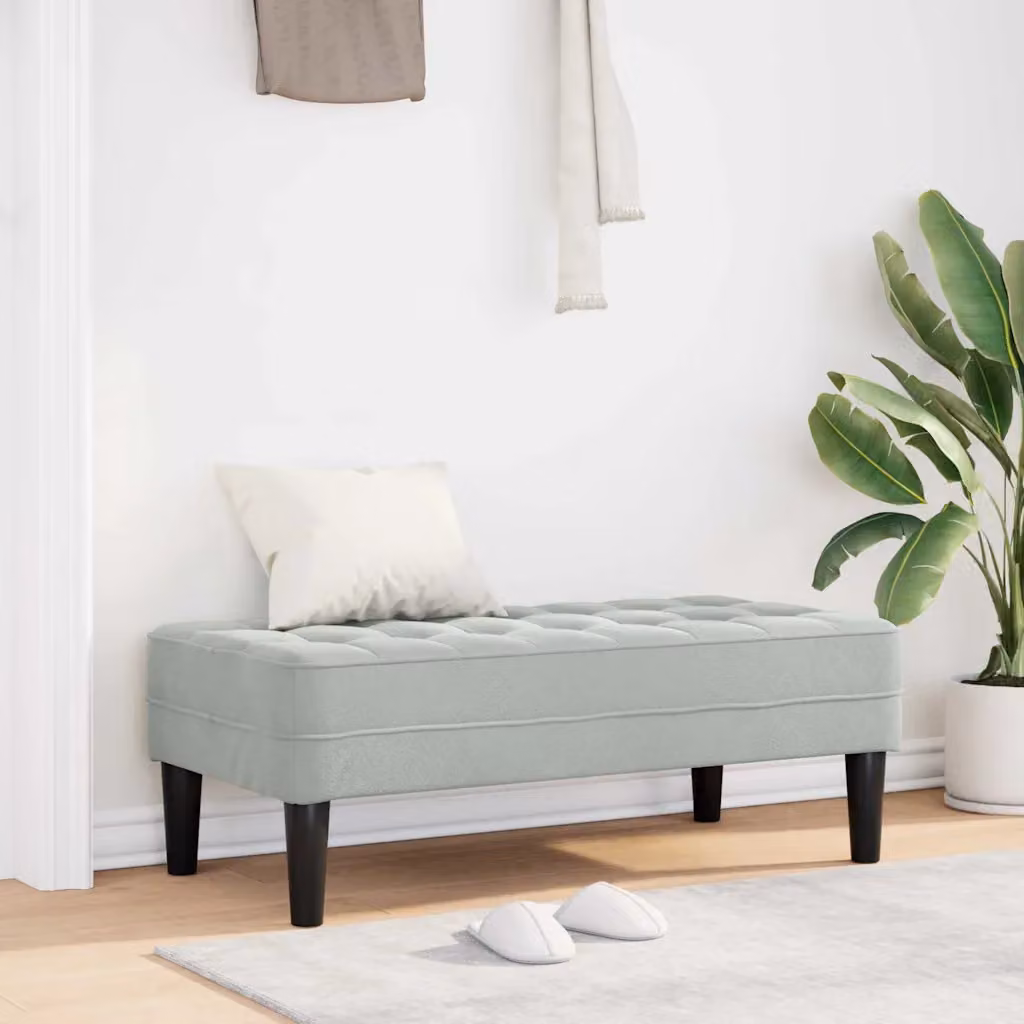 Panchina con cuscino vidaXL in velluto Grigio chiaro L: 113 cm, P: 57 cm, H: 39 cm