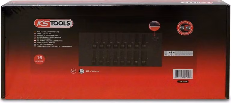KS Tools 713.1016 Set da 16 bussole per avvitatore a impatto da 1/2"
