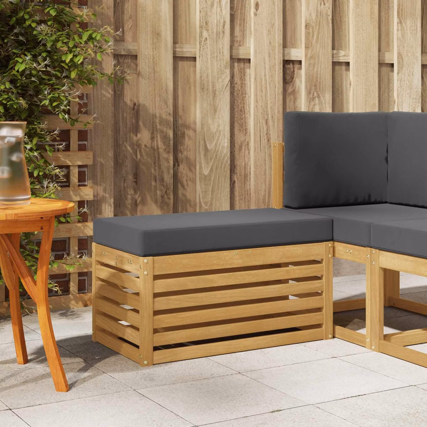 vidaXL Panca da esterno moderna in legno di acacia bianco L: 110 cm, H: 79 cm, P: 37 cm