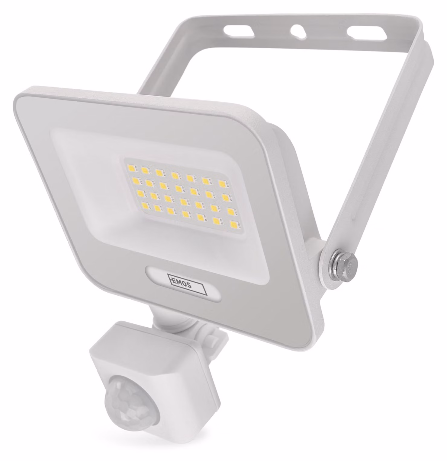 Fareto LED da 20W, 2000 lumen, 4000K, grado di protezione IP54, con sensore, colore bianco, alluminio