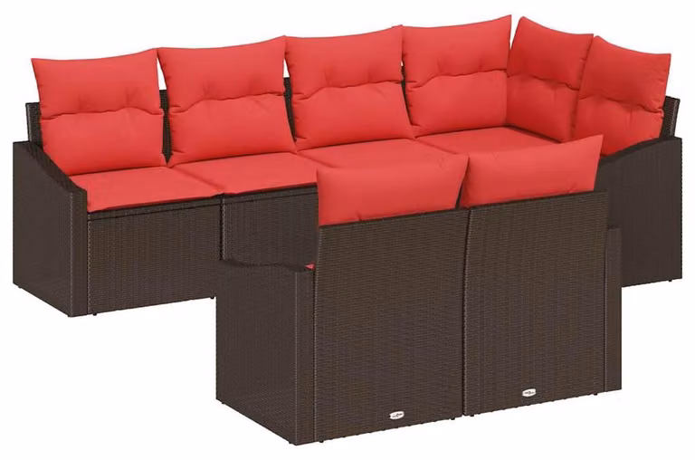 Set di divani da esterno, 7 pezzi, color marrone [materiale sintetico]: rattan sintetico