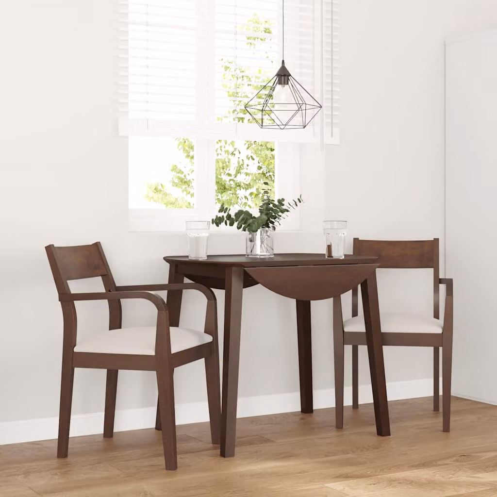 Set di 2 sedie da pranzo con cuscini vidaXL in legno di hevea marrone con braccioli