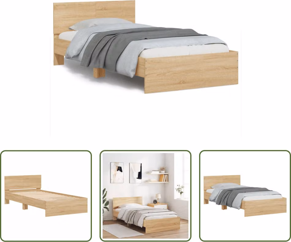 The Living Store Giroletto con testiera in rovere Sonoma 100x200 cm Materiale in legno