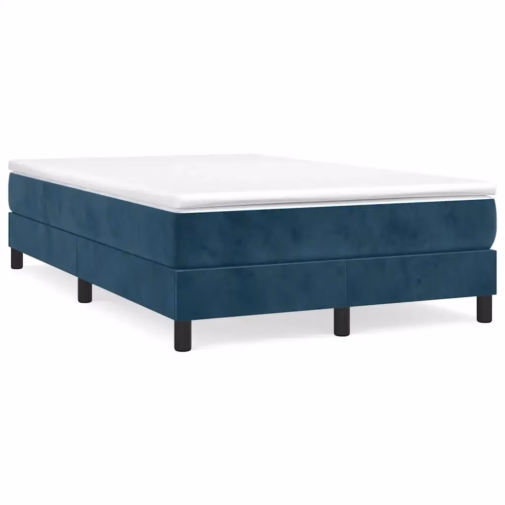 Letto con Giroletto a Molle e Materasso Ibrido vidaXL in Velluto Blu e Bianco L/P/H: 120 x 200 cm – 2