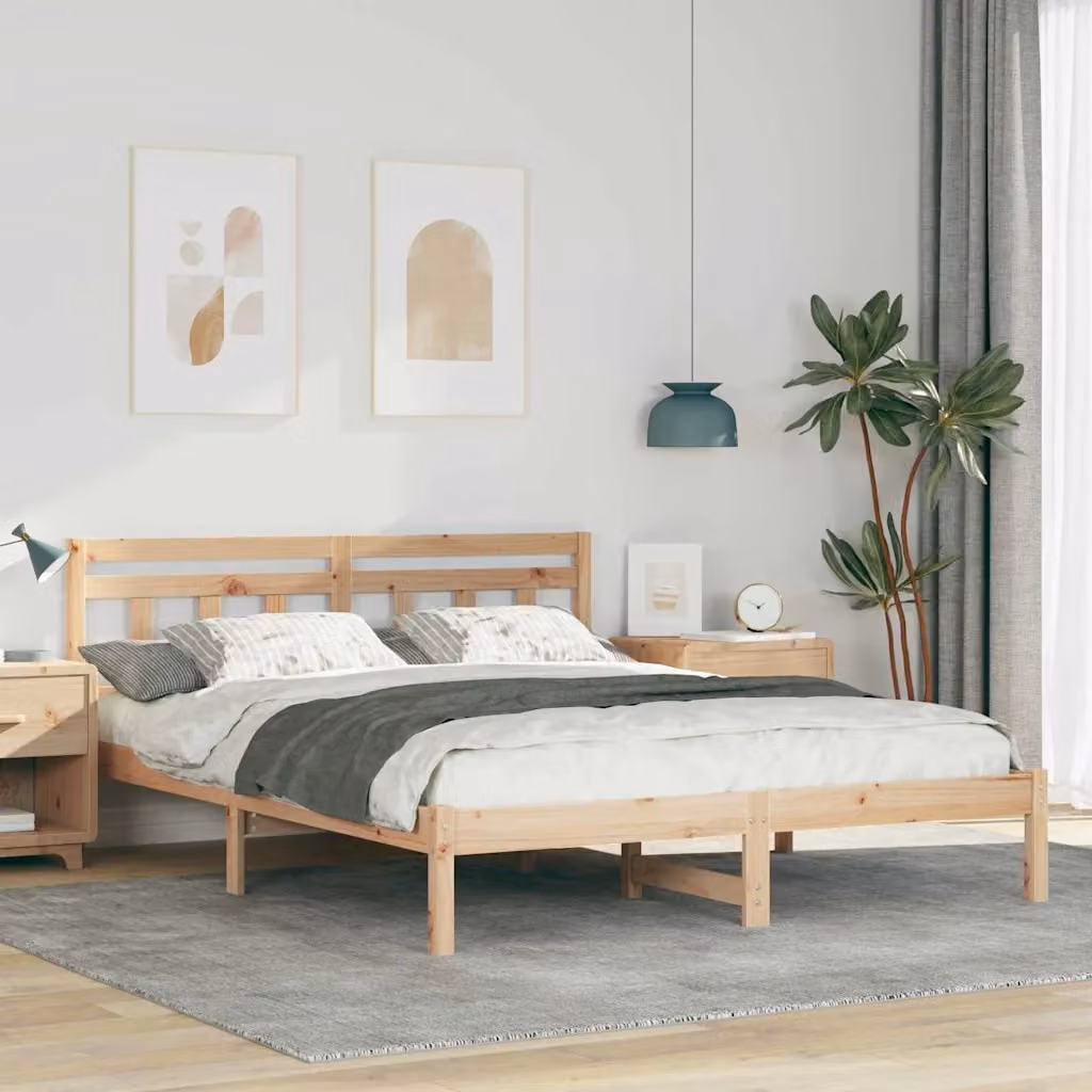 Struttura del letto in pino massello vidaXL marrone L: 140 cm, P: 200 cm