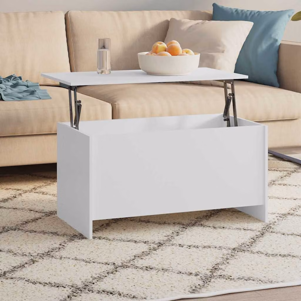 vidaXL Tavolino da Salotto Moderno Bianco in Legno Multistrato L: 102 cm, P: 55,5 cm, H: 52,5 cm