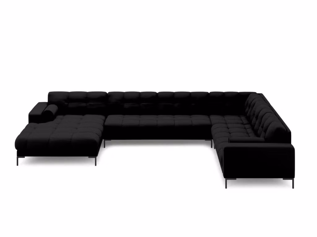 Divano panoramico destro Bali Cosmopolitan Design a 7 posti in tessuto nero L: 327 cm, P: 134 cm, H: 75 cm – 2