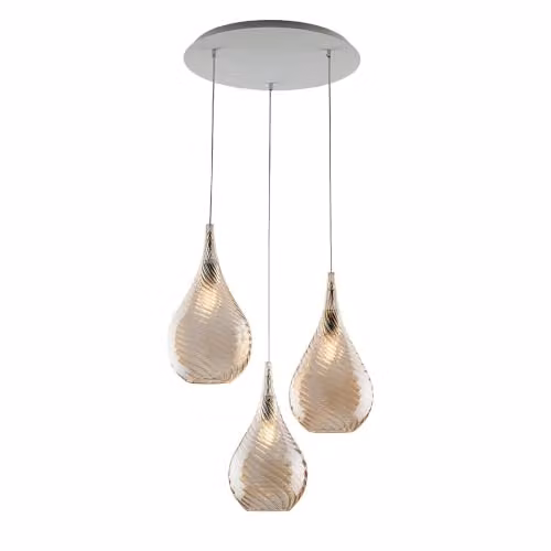 Lampadario Moderno Pluvia Metallo Ambra 3 Luci E27