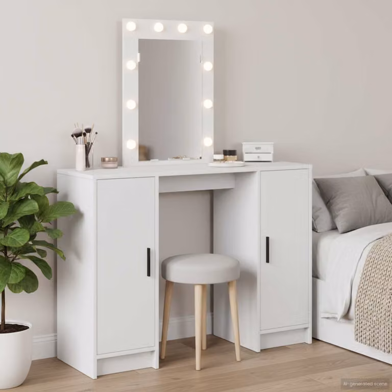 vidaXL Tavolo da Trucco Moderno Bianco in MDF L 102 x P 33 x H 135 cm