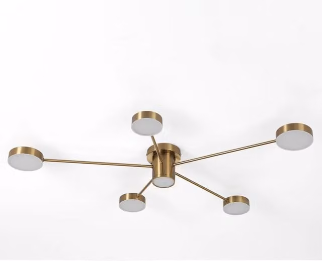 Lampadario a soffitto ORESTELUCHETTA in metallo color oro otticato con LED, L: 100 cm, P: 70 cm, H: 13 cm – 1