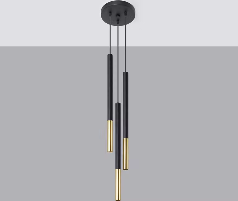 Lampada a sospensione VITREO nero-oro 3xG9x12W in metallo, dimensioni: 100x15x15 cm, IP20, Pure Lume
