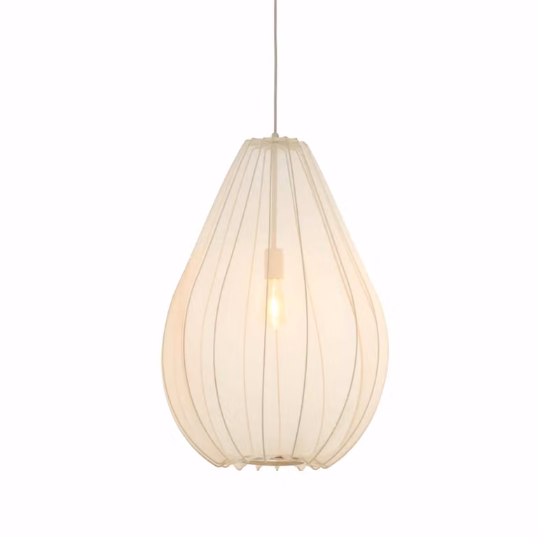 Lampada a sospensione - beige bianco - Itela - tessile - Ø 50cm - E27 - 2977127 - Light & Living