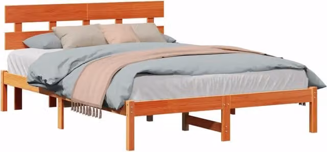 Struttura letto con giroletto in legno massello di pino marrone L 140 cm x P 200 cm
