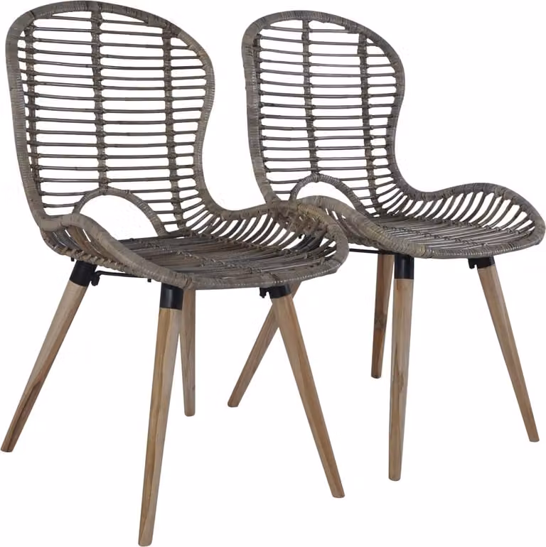 The Living Store Sedie da pranzo 2 pz. Marrone Rattan naturale