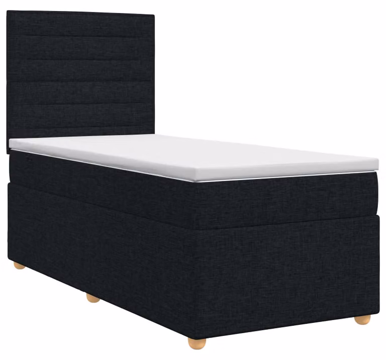 Letto a molle con materasso nero 100 x 200 cm in tessuto