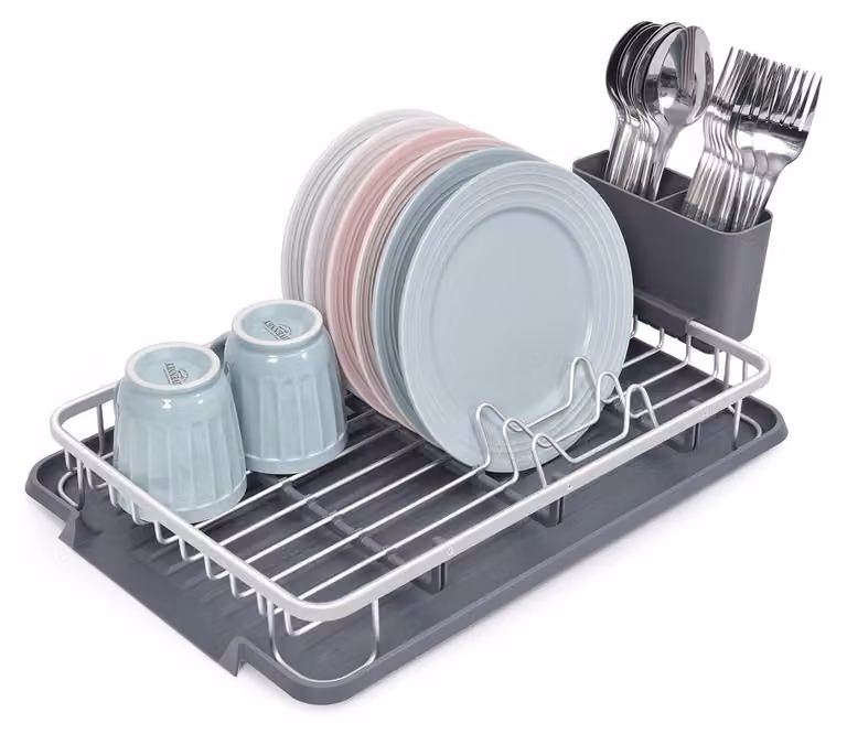 Scolapiatti pieghevole, in acciaio inossidabile, dimensioni 46,5 x 29,5 x 1 cm, per la cucina