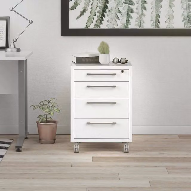 Cassettiera Ariosto DMORA, Settimino multiuso e Comò per camera da letto, Bianco, L 49,1 cm x P 48,2 cm x H 68,2 cm