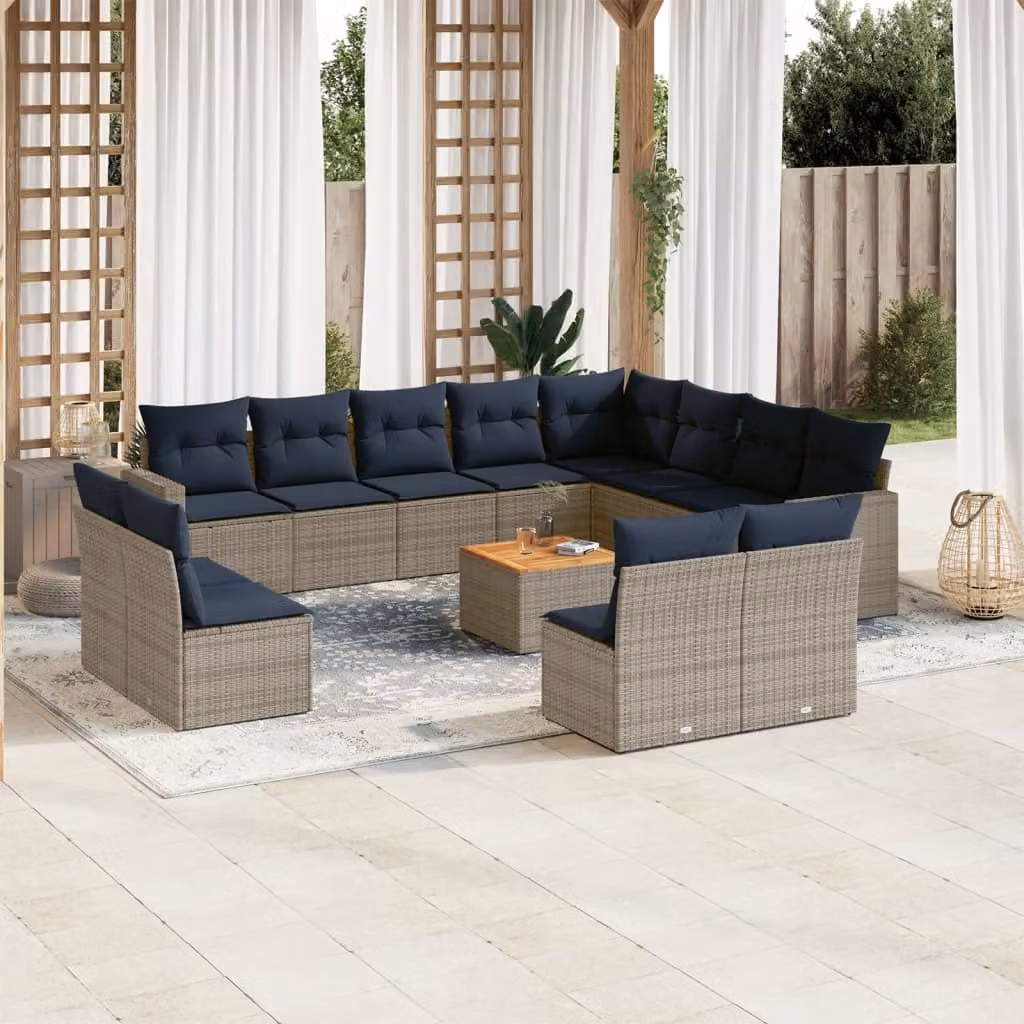 Maison Exclusive - Set Divani da Giardino 13 pz con Cuscini Grigio in Polyrattan
